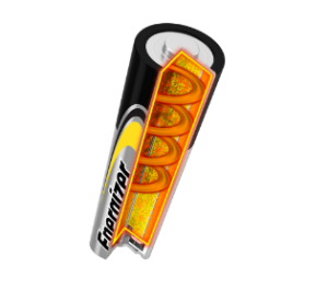 Group 25 the inside of the Energizer Industrial Alkaline AAA Battery