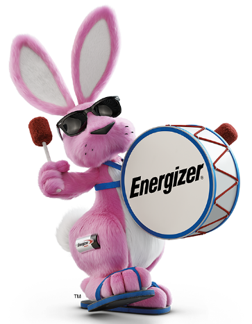 Energizer Bunny playing drums