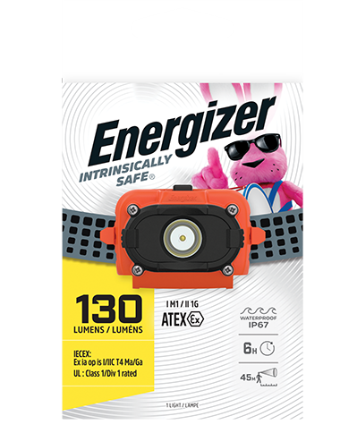 a package of the Energizer Intrinsically Safe Industrial Headlamp